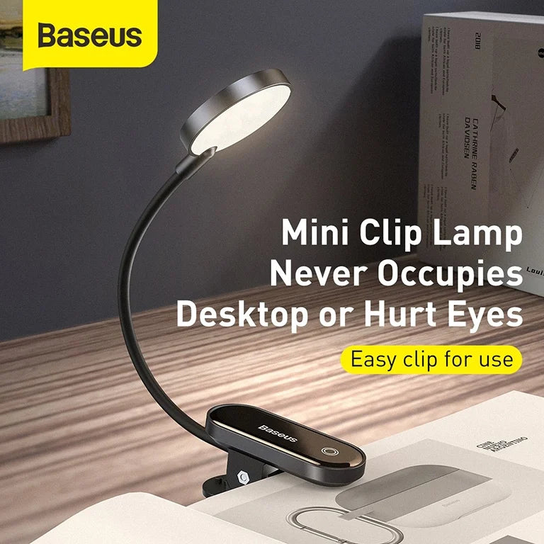 Baseus Comfort Reading Rechargeable Mini Clip Lamp Dark Gray – DGRAD-0G- 1 Year Warranty – 1 Year Warranty