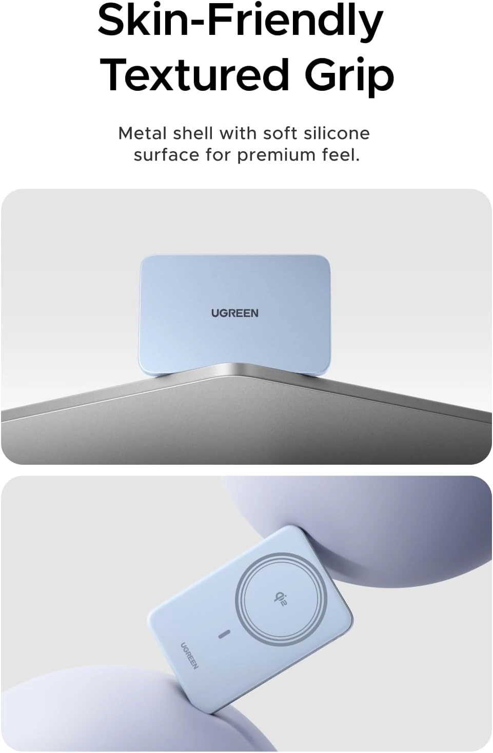 UGREEN 5000mAh Qi2 15W Magflow Air Power Bank, 8.6mm Ultra-Slim (Star Light Blue) – PB580 – 65840B – 1 Year Warranty