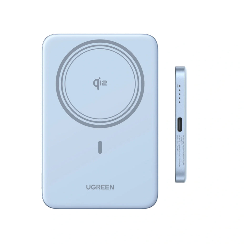 UGREEN 5000mAh Qi2 15W Magflow Air Power Bank, 8.6mm Ultra-Slim (Star Light Blue) – PB580 – 65840B – 1 Year Warranty