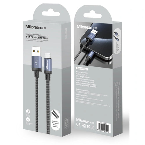 Mikorean USB-A to Micro USB 2.4A Fast Charging Braided Cable