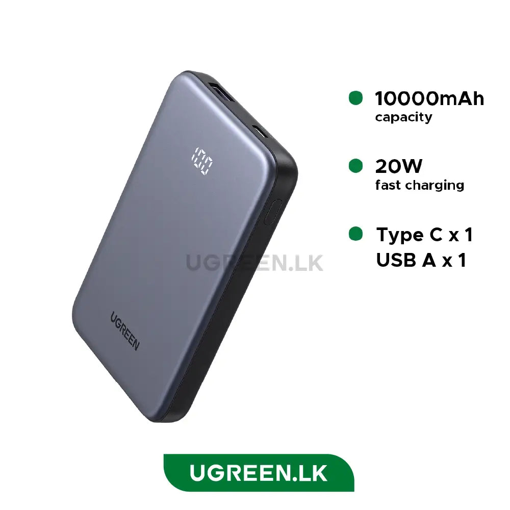 UGREEN 10000mAh 20W Zapix Series Two-way Fast Charging Power Bank – PB507 – 75131B – 1 Year Warranty