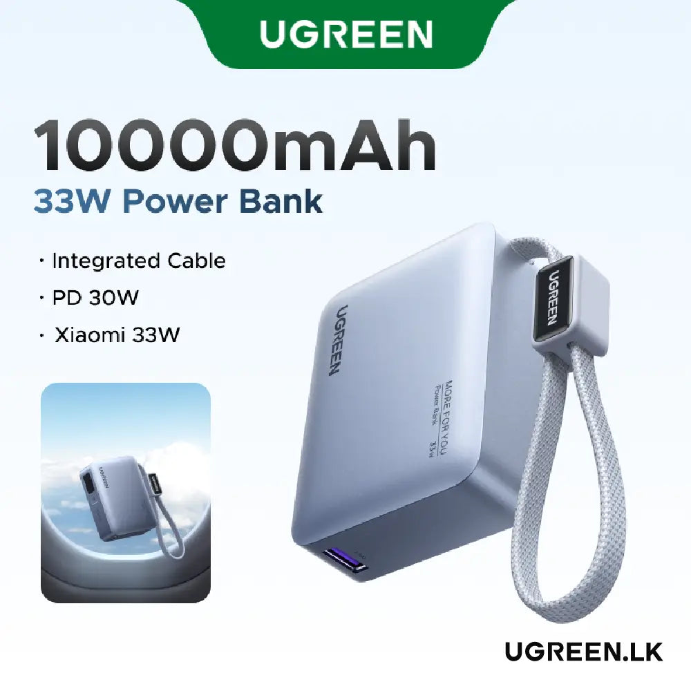 UGREEN 10000mAh 33W Fast Charging Power Bank With Type C Cable – PB584 – 75173B – 1 Year Warranty