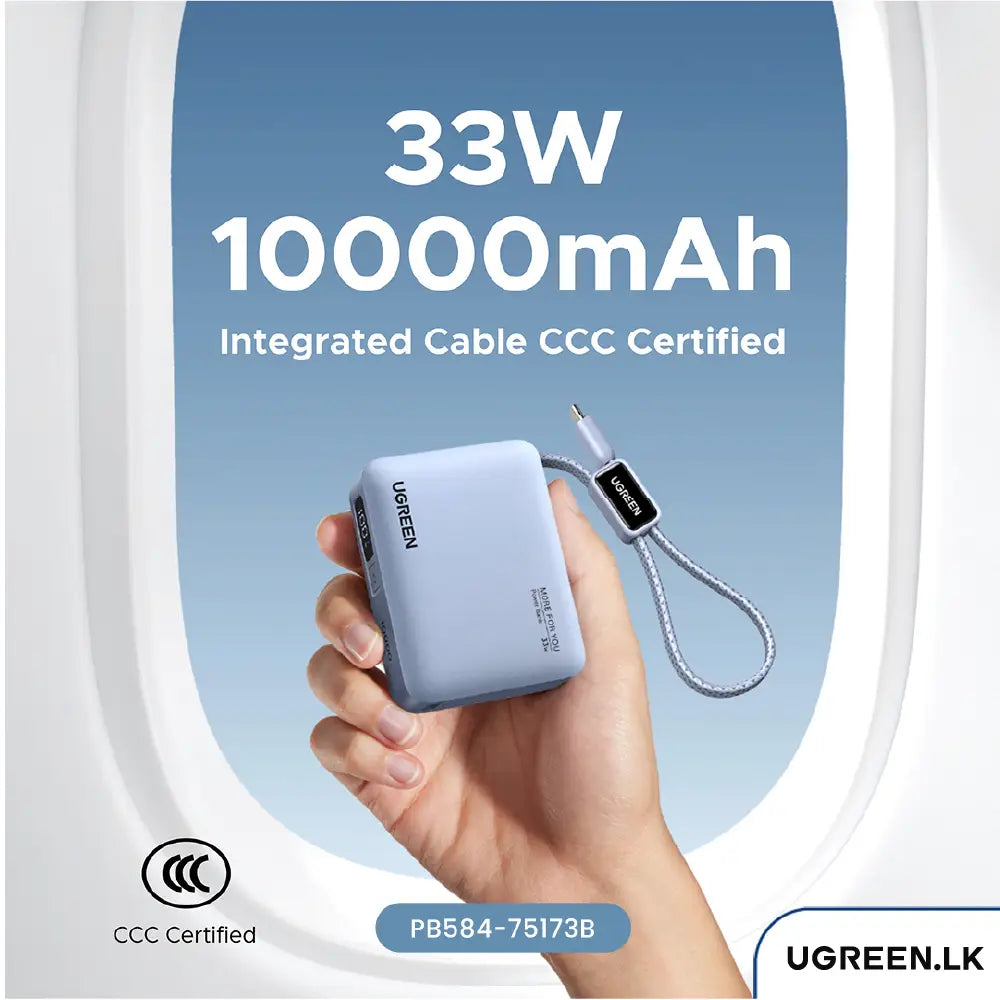 UGREEN 10000mAh 33W Fast Charging Power Bank With Type C Cable – PB584 – 75173B – 1 Year Warranty