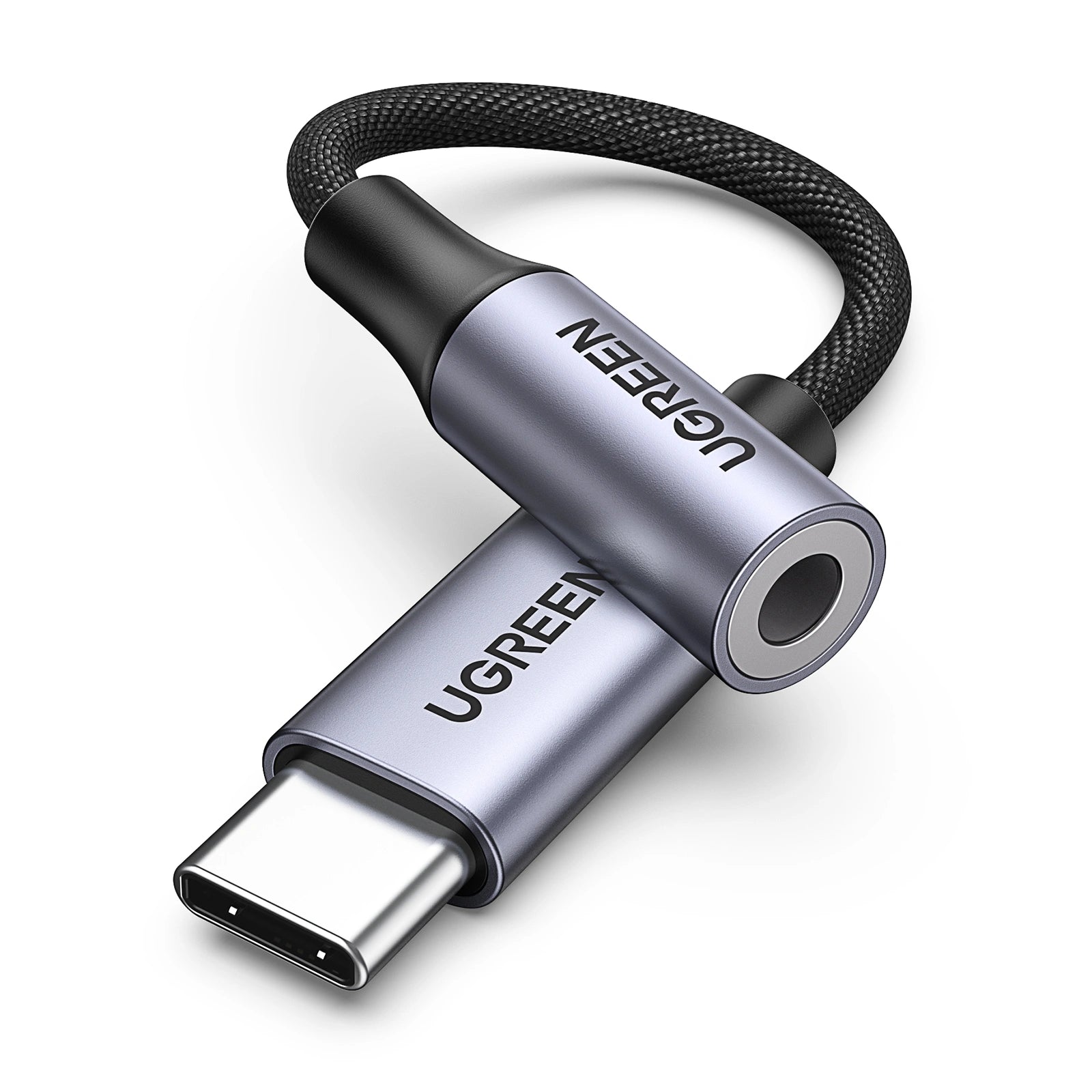 UGREEN 10cm Type-C to 3.5mm Female DAC Chip Cable Aluminum Shell with Braided – AV161 – 80154 – 1 Year Warranty