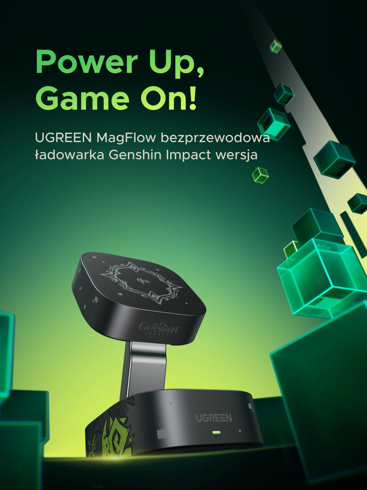 UGREEN 15W Qi2 2-in-1 Magnetic Wireless Charger – Genshin Impact Edition – W702 – 35316GI – 1 Year Warranty