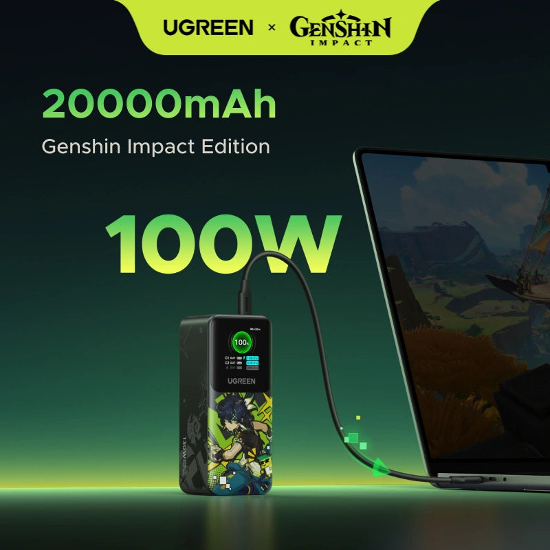 UGREEN 20000mAh 130W Genshin Impact Edition Smart Display Fast Charging Power Bank – PB721 – 35524GI – 1 Year Warranty