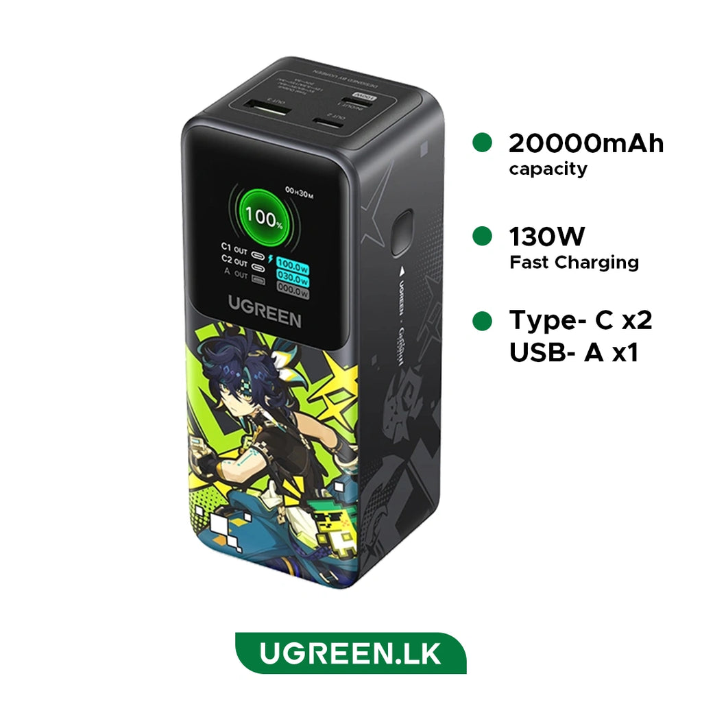 UGREEN 20000mAh 130W Genshin Impact Edition Smart Display Fast Charging Power Bank – PB721 – 35524GI – 1 Year Warranty
