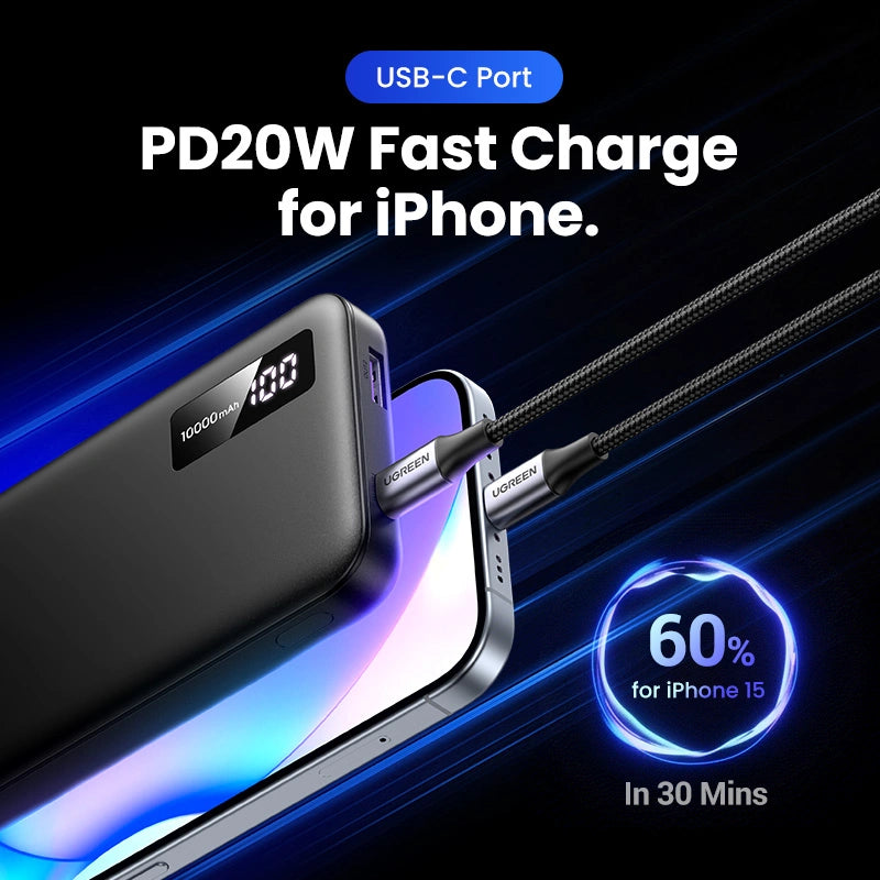 UGREEN 10000mAh 20W Two-way Fast Charging Power Bank – PB311 – 25742 – 1 Year Warranty