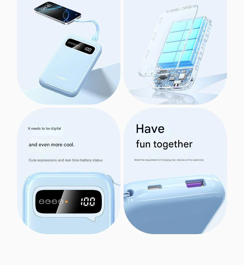 UGREEN 10000mAh 20W Two-way Fast Charging Power Bank with Type-C to Type-C Cable – PB522 – 45423B – 1 Year Warranty