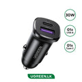UGREEN 30W Type-C + USB Dual Port Car Charger – EC305 – 25845 – 1 Year Warranty
