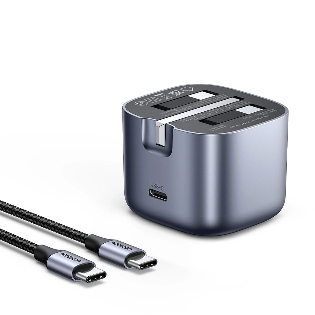 UGREEN 30W USB-C Nexode GaN PD Fast Charger UK (Space Gray) with Type-C to Type-C Cable – CD305 – 25114 – 1 Year Warranty