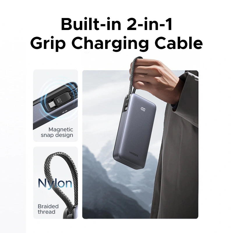 UGREEN 20000mAh 45W Power Bank with Built-in Cable – PB536 – 55988B – 1 Year Warranty