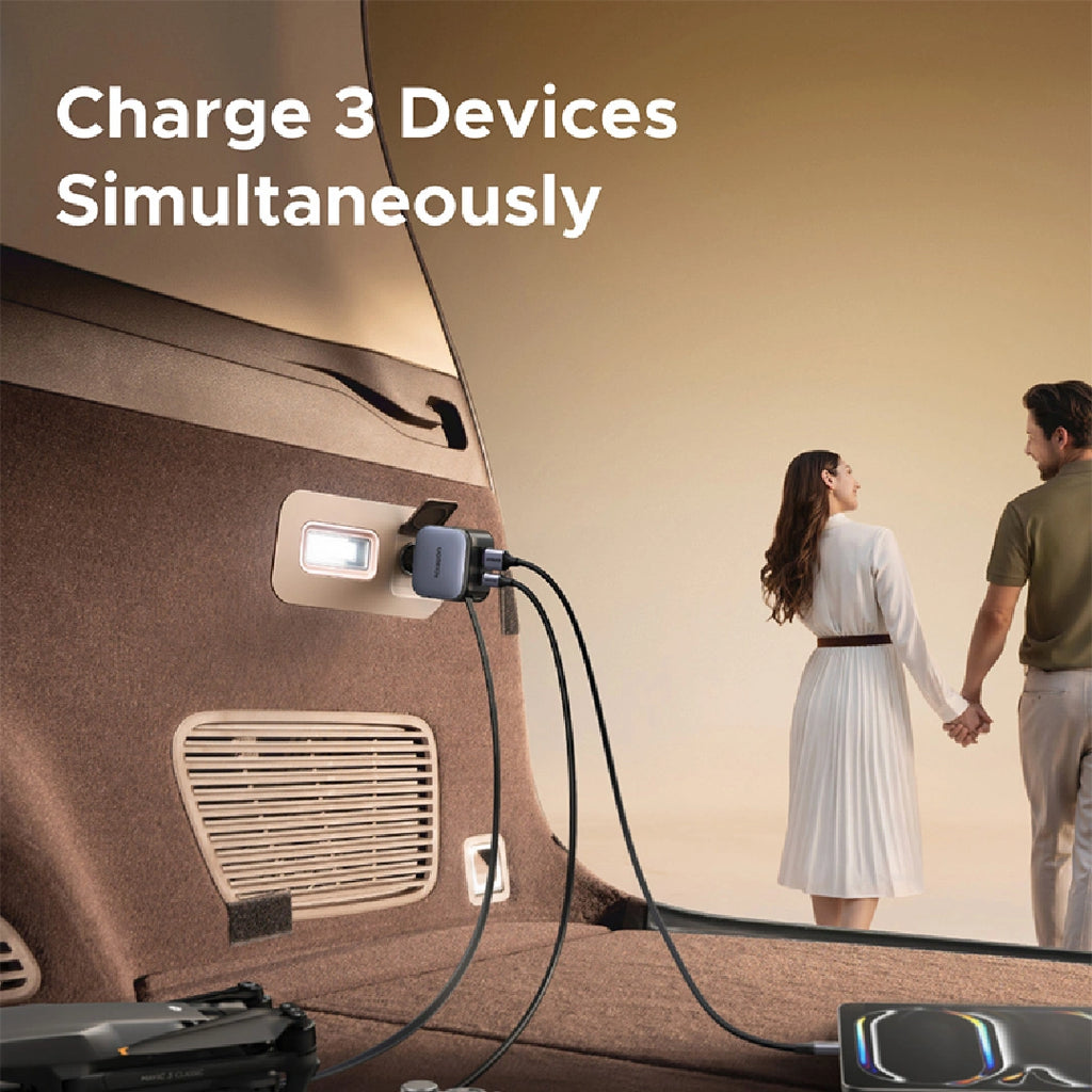 UGREEN 60W Retractable Cable With Type-C+USB Car Charger – EC602 – 55212B – 1 Year Warranty