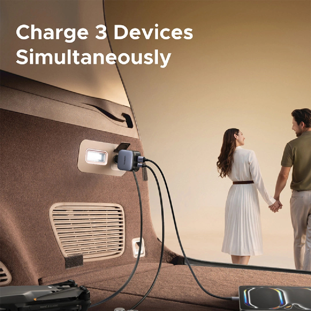 UGREEN 60W Retractable Cable With Type-C+USB Car Charger – EC602 – 55212B – 1 Year Warranty
