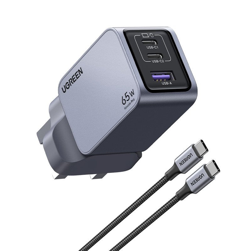 UGREEN 65W Nexode Pro GaN Fast Charging Adapter With Type-c to Type-c Cable – X755 – 25872 – 1 Year Warranty