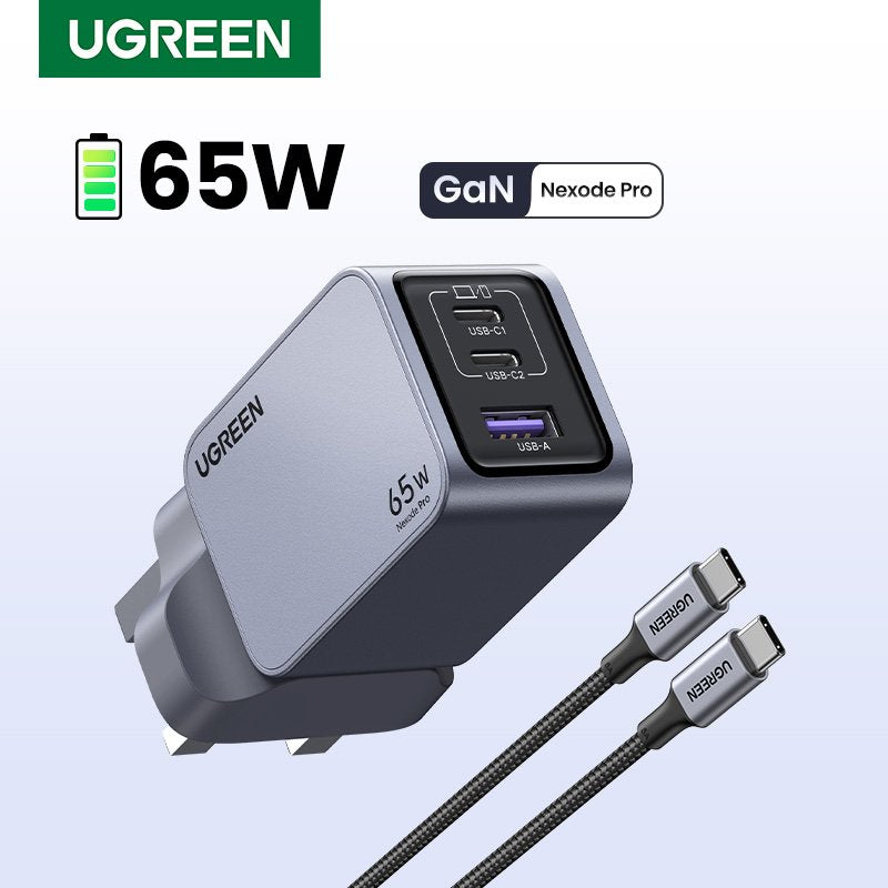 UGREEN 65W Nexode Pro GaN Fast Charging Adapter With Type-c to Type-c Cable – X755 – 25872 – 1 Year Warranty