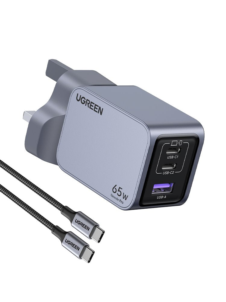 UGREEN 65W Nexode Pro GaN Fast Charging Adapter With Type-c to Type-c Cable – X755 – 25872 – 1 Year Warranty