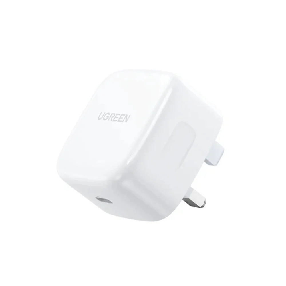 UGREEN 20W Type-C GaN Fast Charging Adapter UK (White)- CD137 – 60451 – 1 Year Warranty