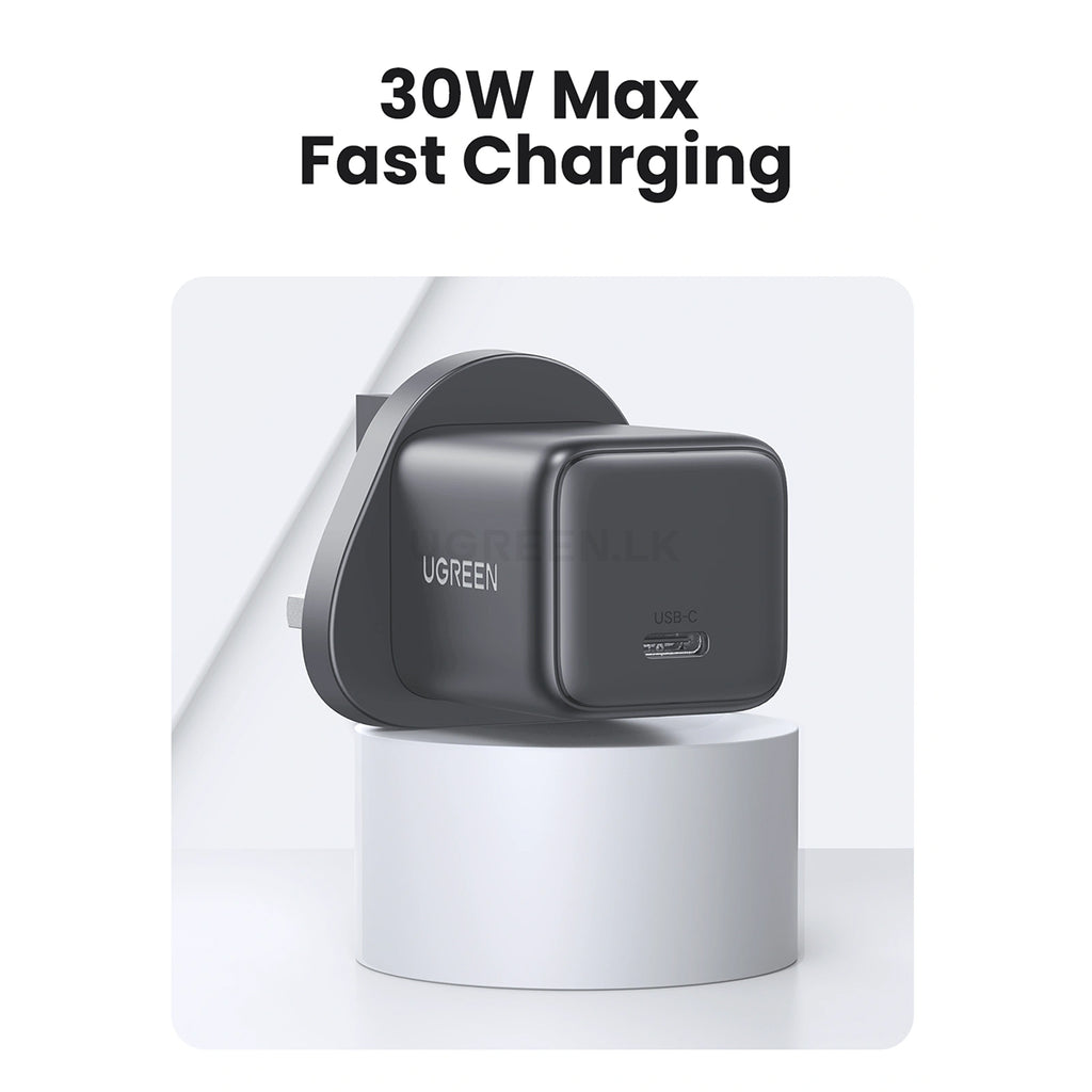 UGREEN 30W Type-C GaN Fast Charger UK with Type-C Cable – X513 – 75958 – 1 Year Warranty