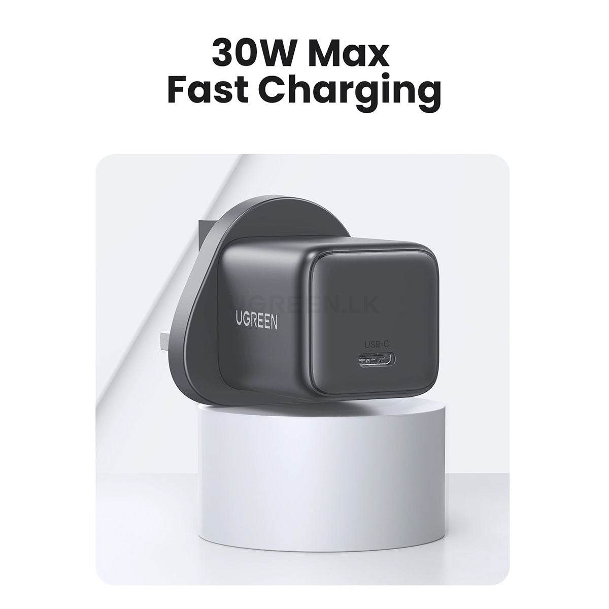 UGREEN 30W Type-C GaN Fast Charger UK with Type-C Cable – X513 – 75958 – 1 Year Warranty