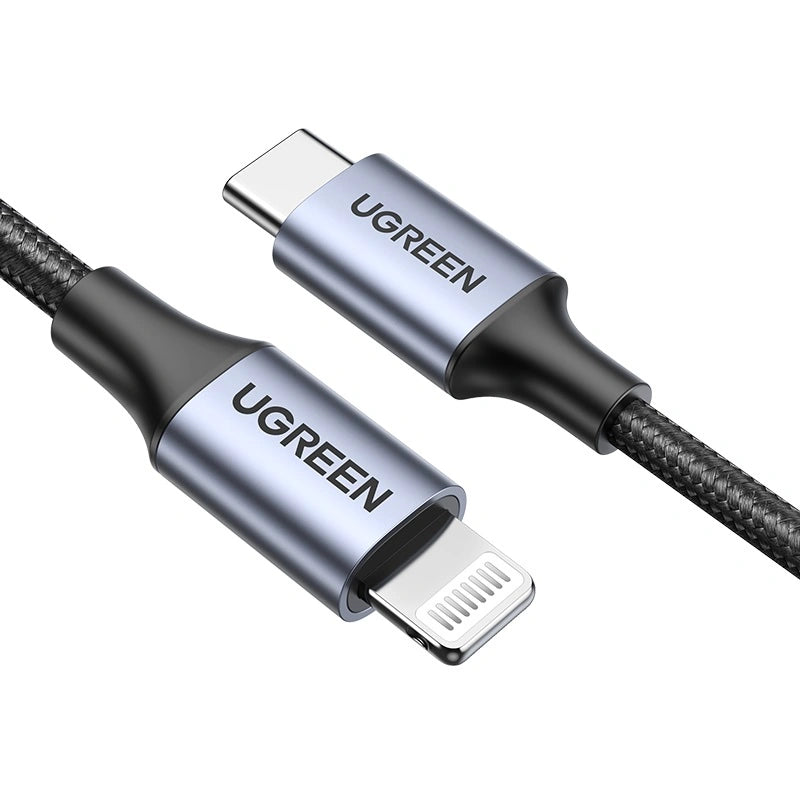 UGREEN 1 Meter MFI Certified Type-C to Lightning Aluminum Shell Braided Cable – US304 – 60759 – 1 Year Warranty
