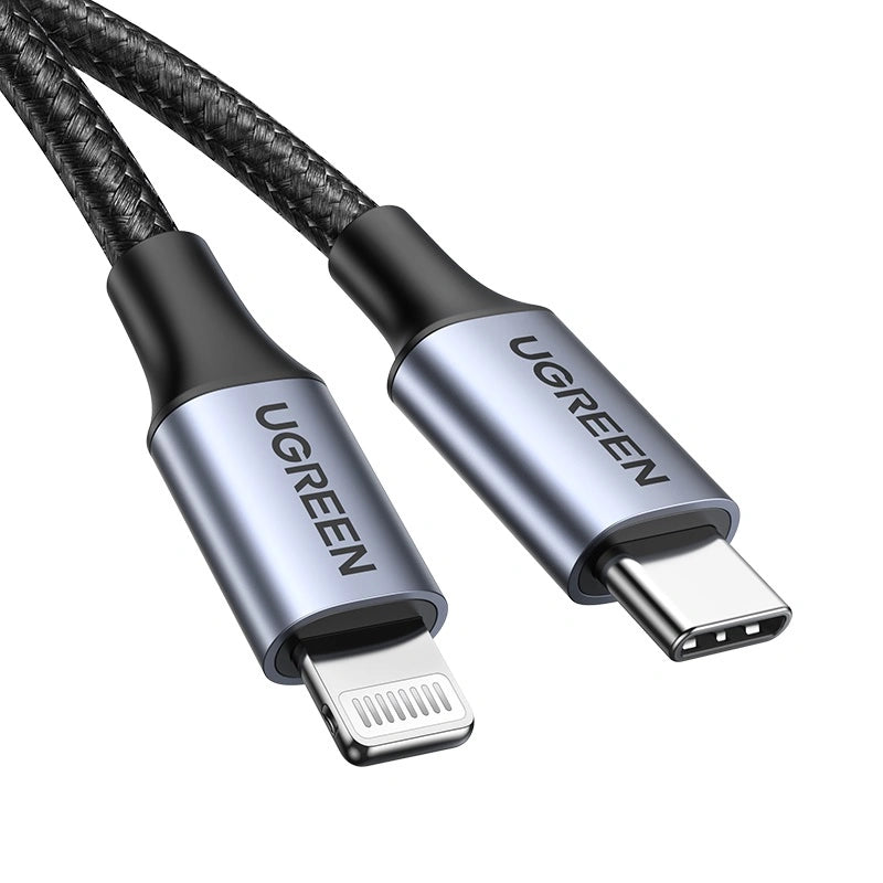 UGREEN 1 Meter MFI Certified Type-C to Lightning Aluminum Shell Braided Cable – US304 – 60759 – 1 Year Warranty
