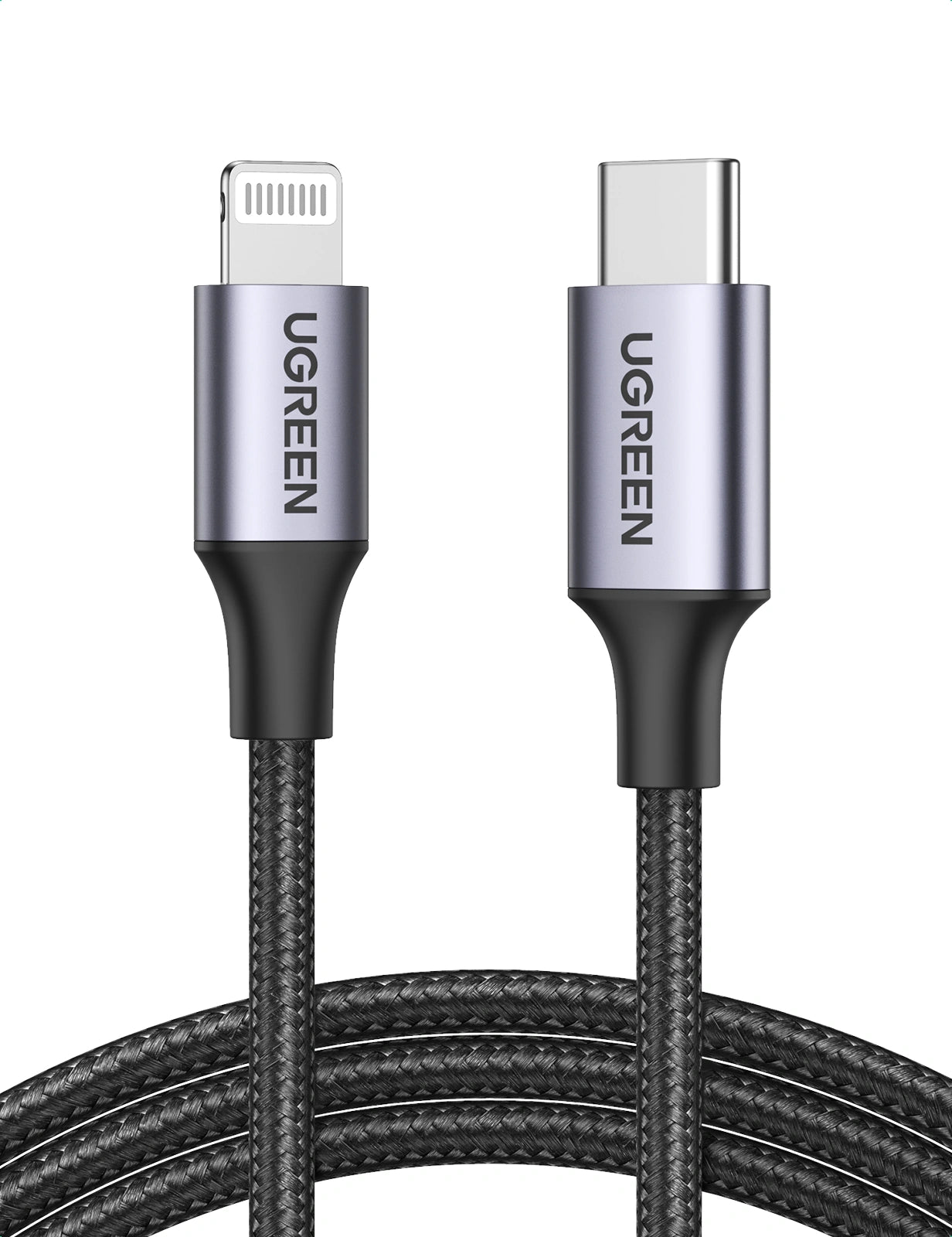 UGREEN 1 Meter MFI Certified Type-C to Lightning Aluminum Shell Braided Cable – US304 – 60759 – 1 Year Warranty