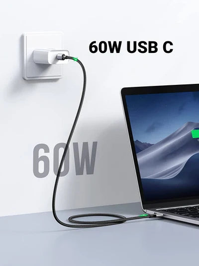 UGREEN 1 Meter 60W Type-C to Type-C PD Round Cable Nickel Plating Aluminum Shell – US261 – 50150 – 1 Year Warranty