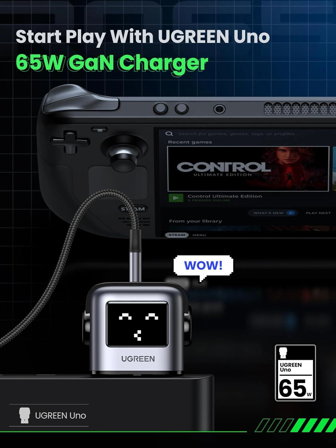 UGREEN 65W UNO RG GaN Fast Charging Adapter – CD361 – 25686 – 1 Year Warranty