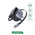 UGREEN 45W Nexode Pro GaN (USB-A*1 + Type-C*1) Fast Charger with Retractable Cable – X614 – 65823 – 1 Year Warranty