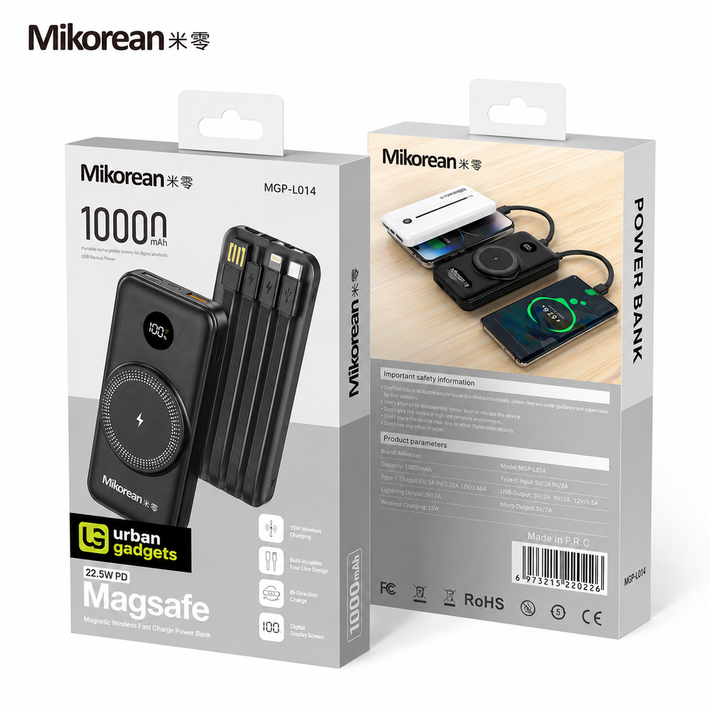 Mikorean MGP-L014 10000mAh 22.5W PD MagSafe Wireless Fast Charging Power Bank