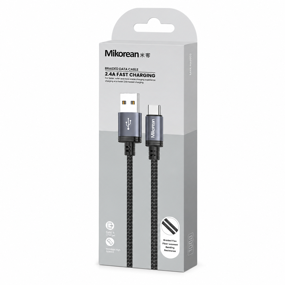 Mikorean 2.4A USB-A to USB-C Braided Charging Cable